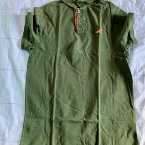 Hollister Green Short Sleeve Button Polo Shirt Cotton Logo - Size Medium
